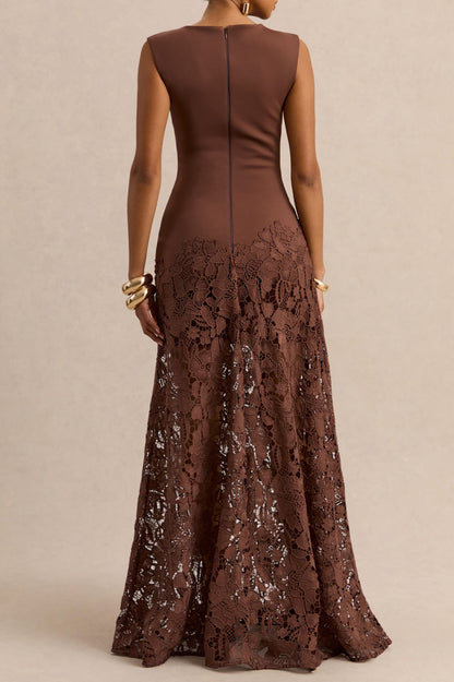 High Neck Lace Maxi Dress