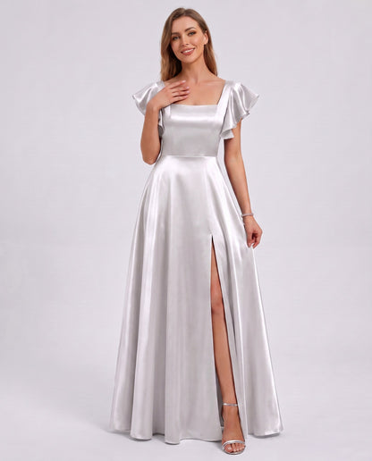 Satin Square Neck Maxi Dress