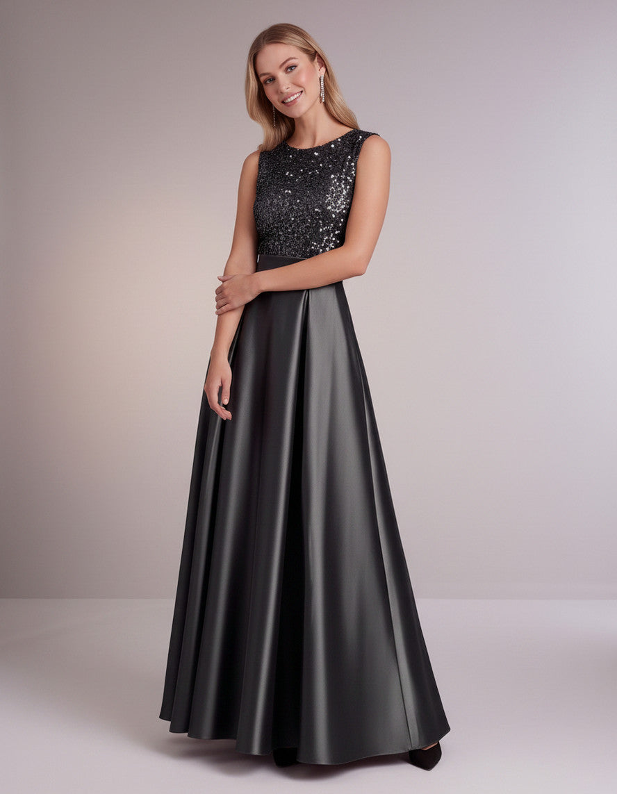 Sequin Pleated Ball Gown