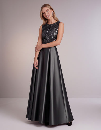 Sequin Pleated Ball Gown
