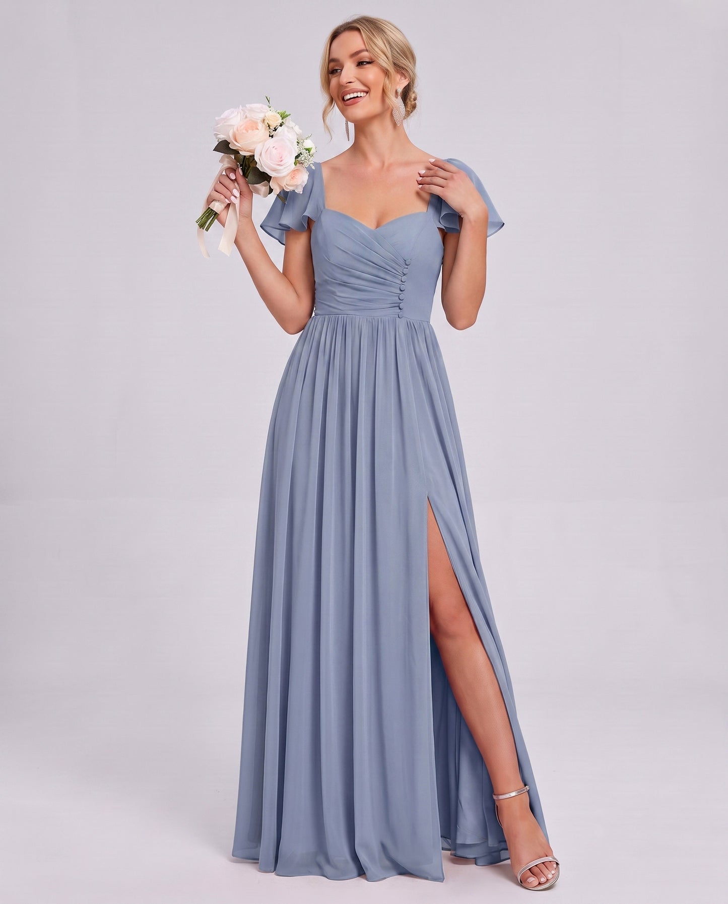 Chiffon Ruched Maxi Dress