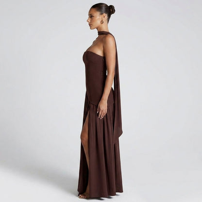 Corset Pleated Maxi Dress
