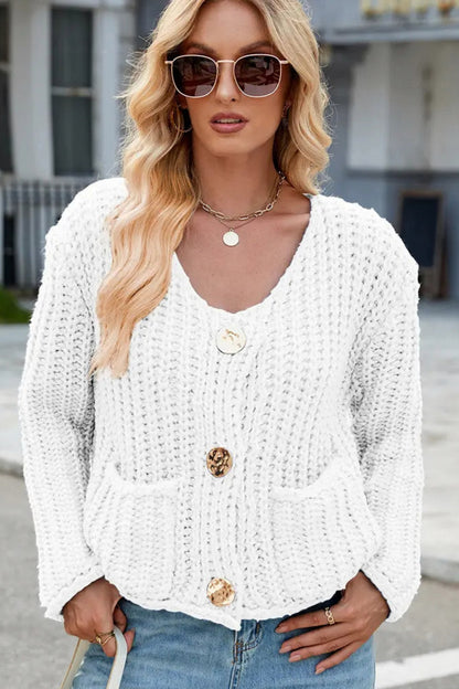 Chunky Knit Button Front Cardigan