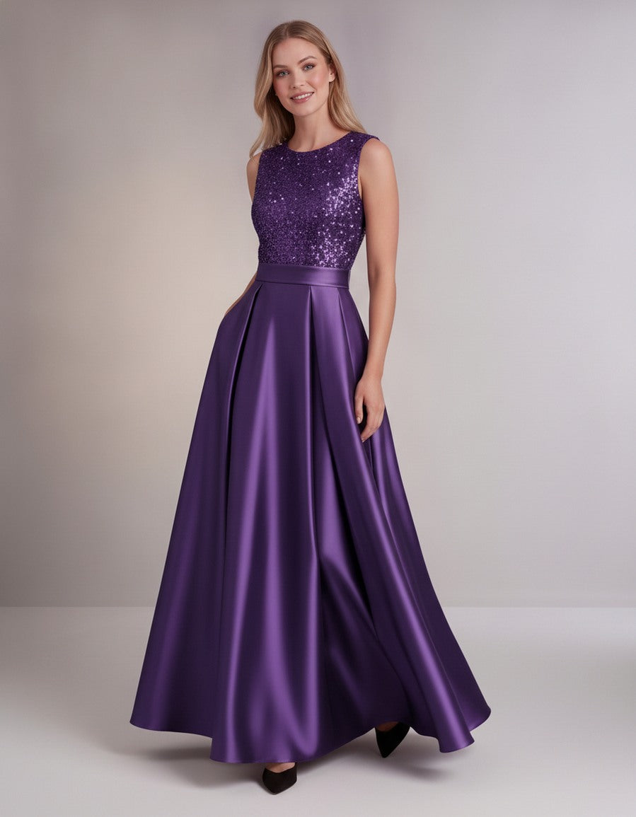 Sequin Pleated Ball Gown