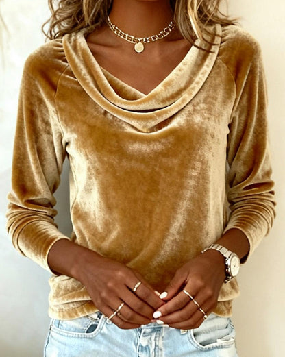 Velvet Cowl Neck Top