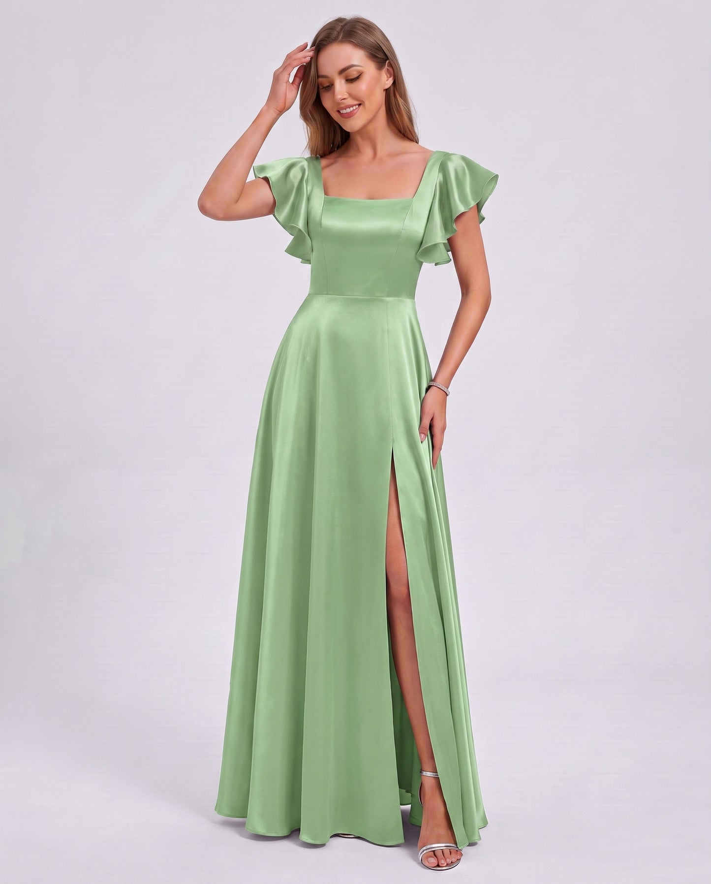 Satin Square Neck Maxi Dress