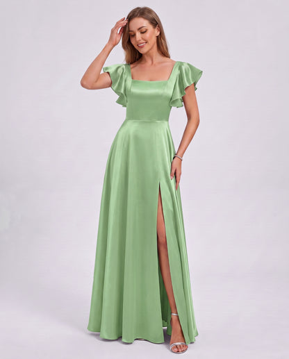 Satin Square Neck Maxi Dress