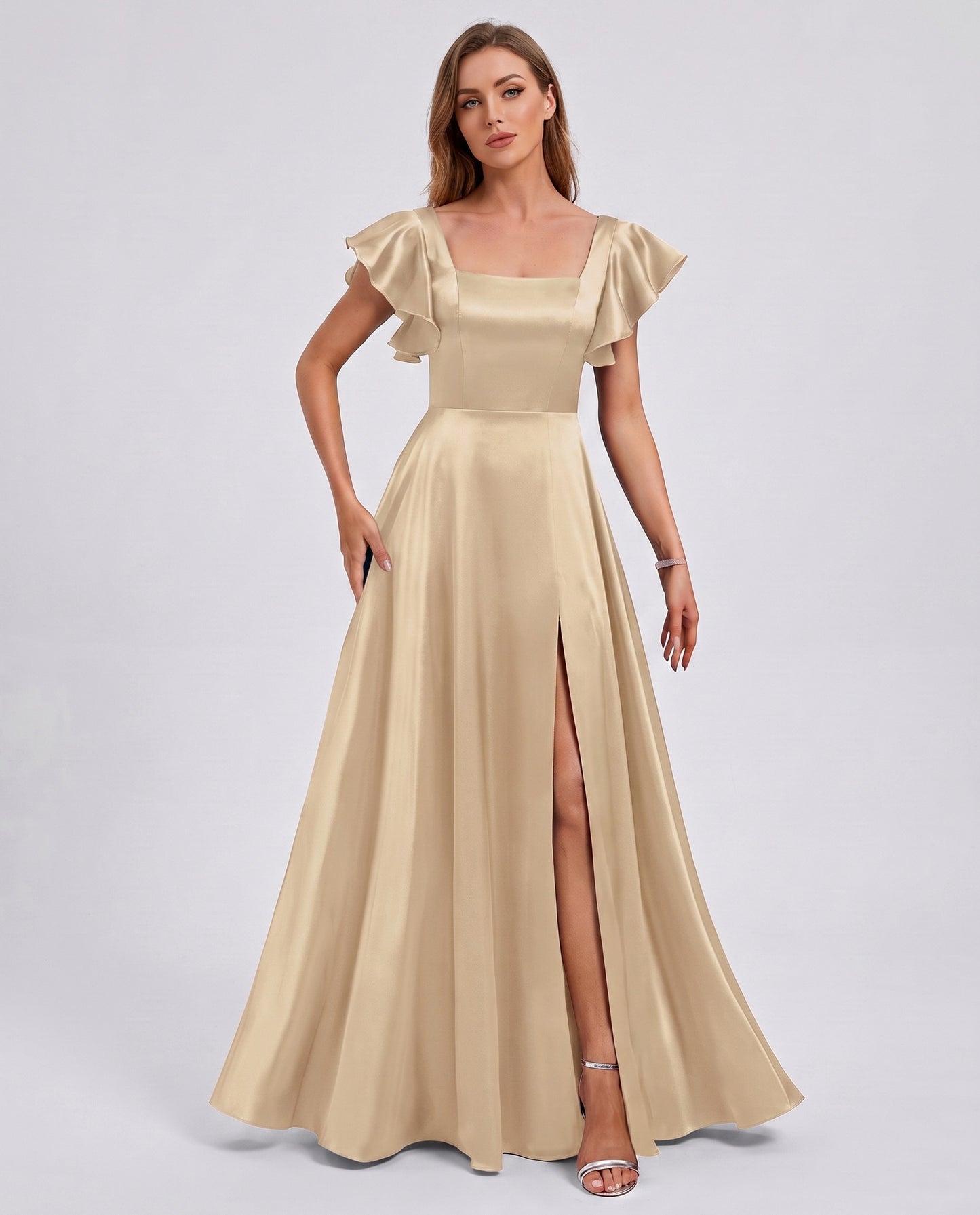 Satin Square Neck Maxi Dress