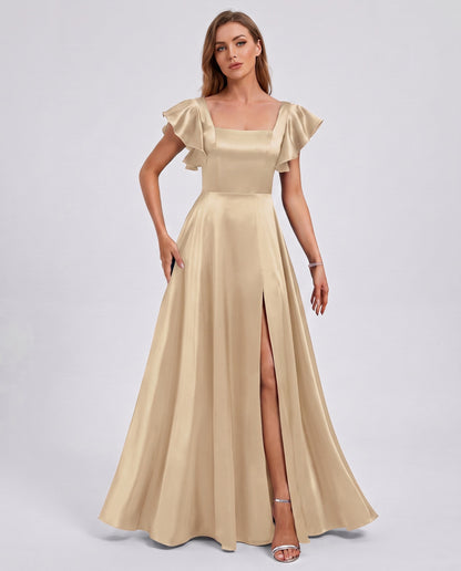 Satin Square Neck Maxi Dress
