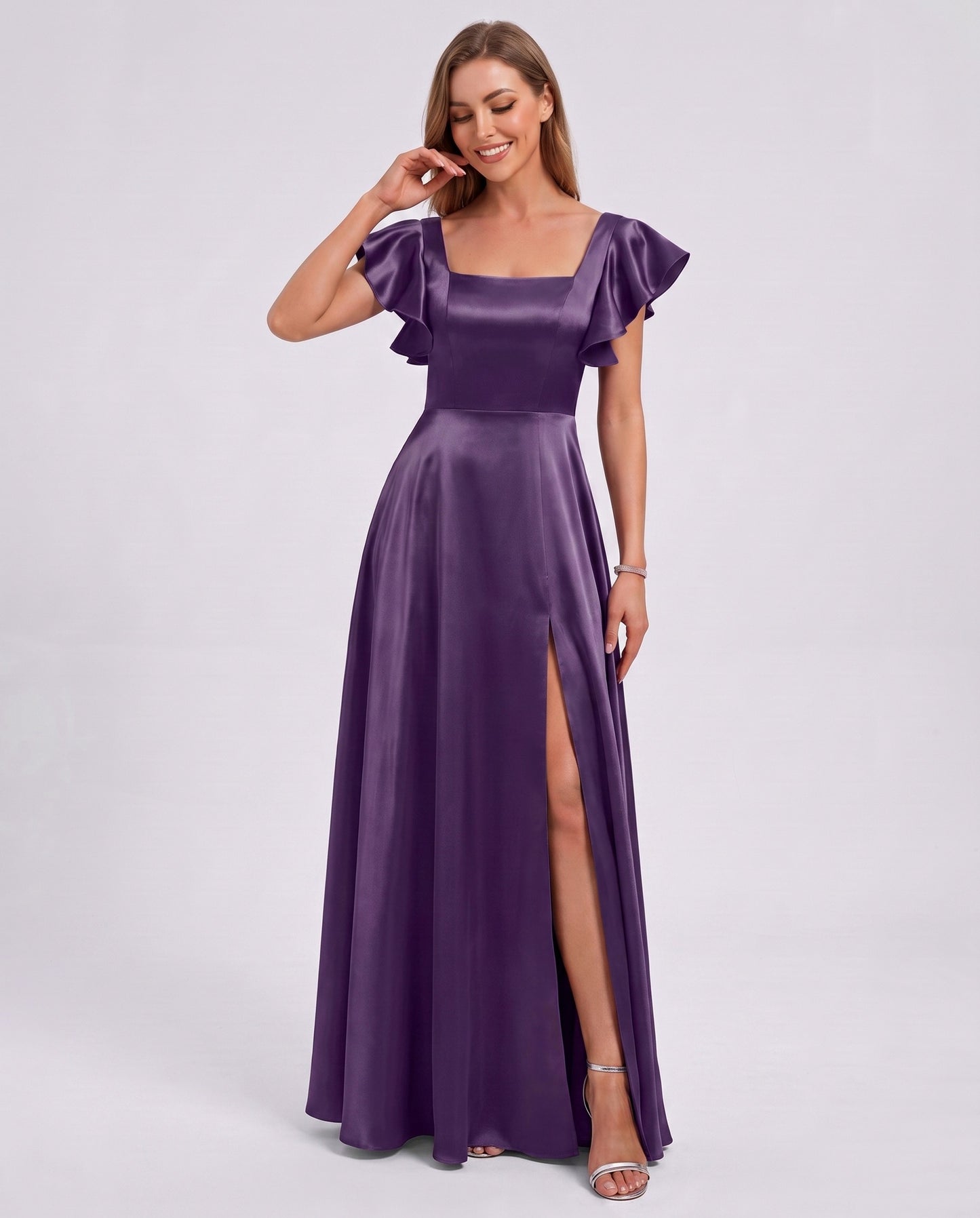 Satin Square Neck Maxi Dress