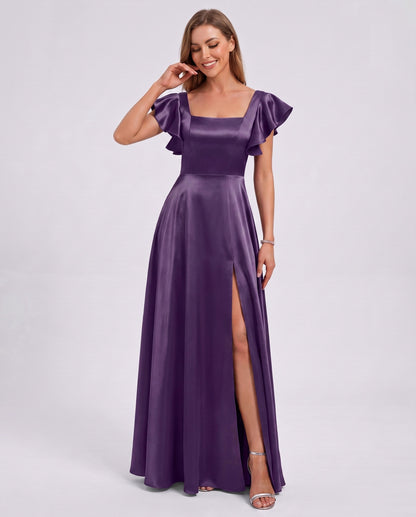 Satin Square Neck Maxi Dress