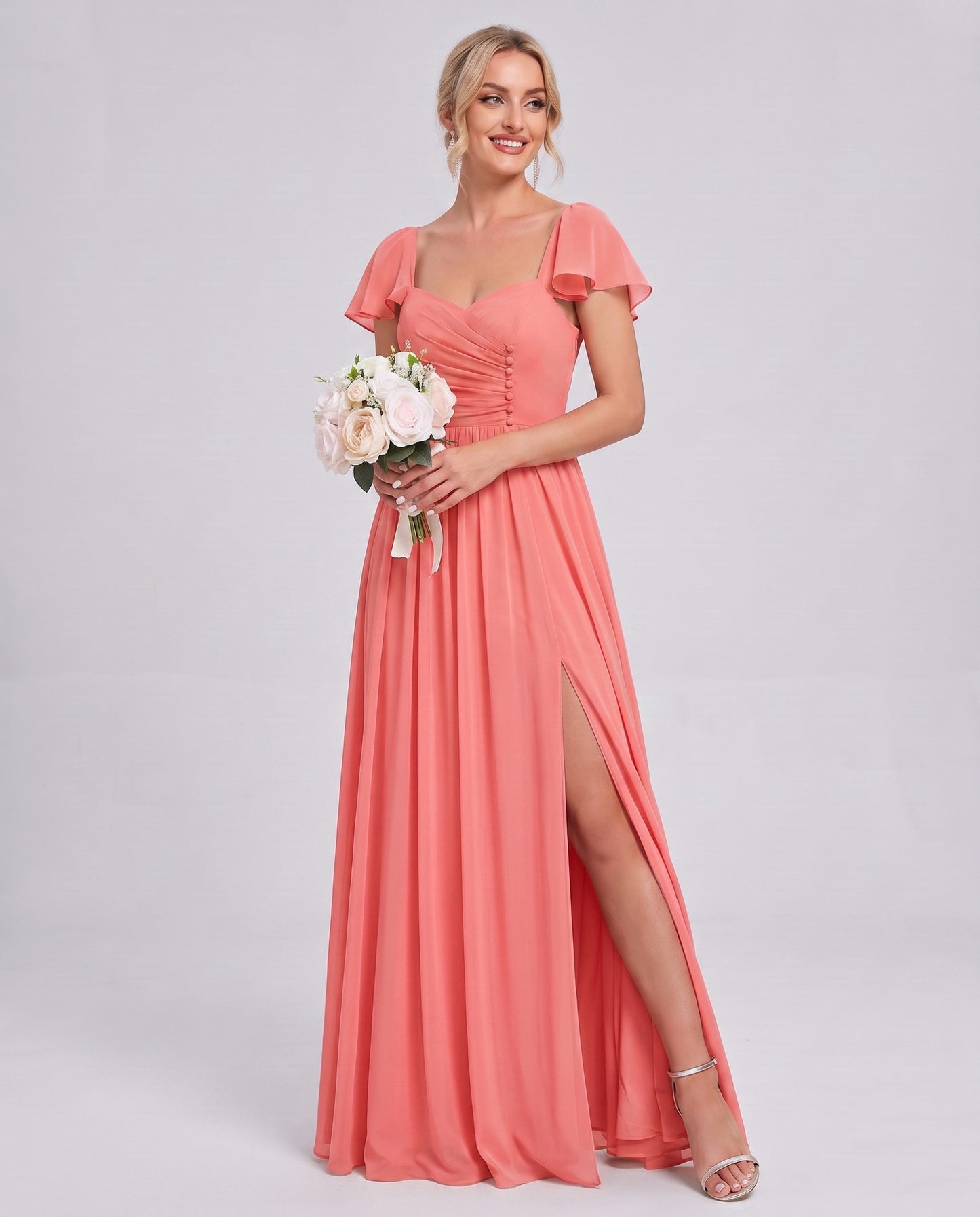 Chiffon Ruched Maxi Dress
