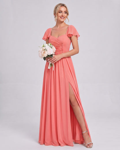 Chiffon Ruched Maxi Dress