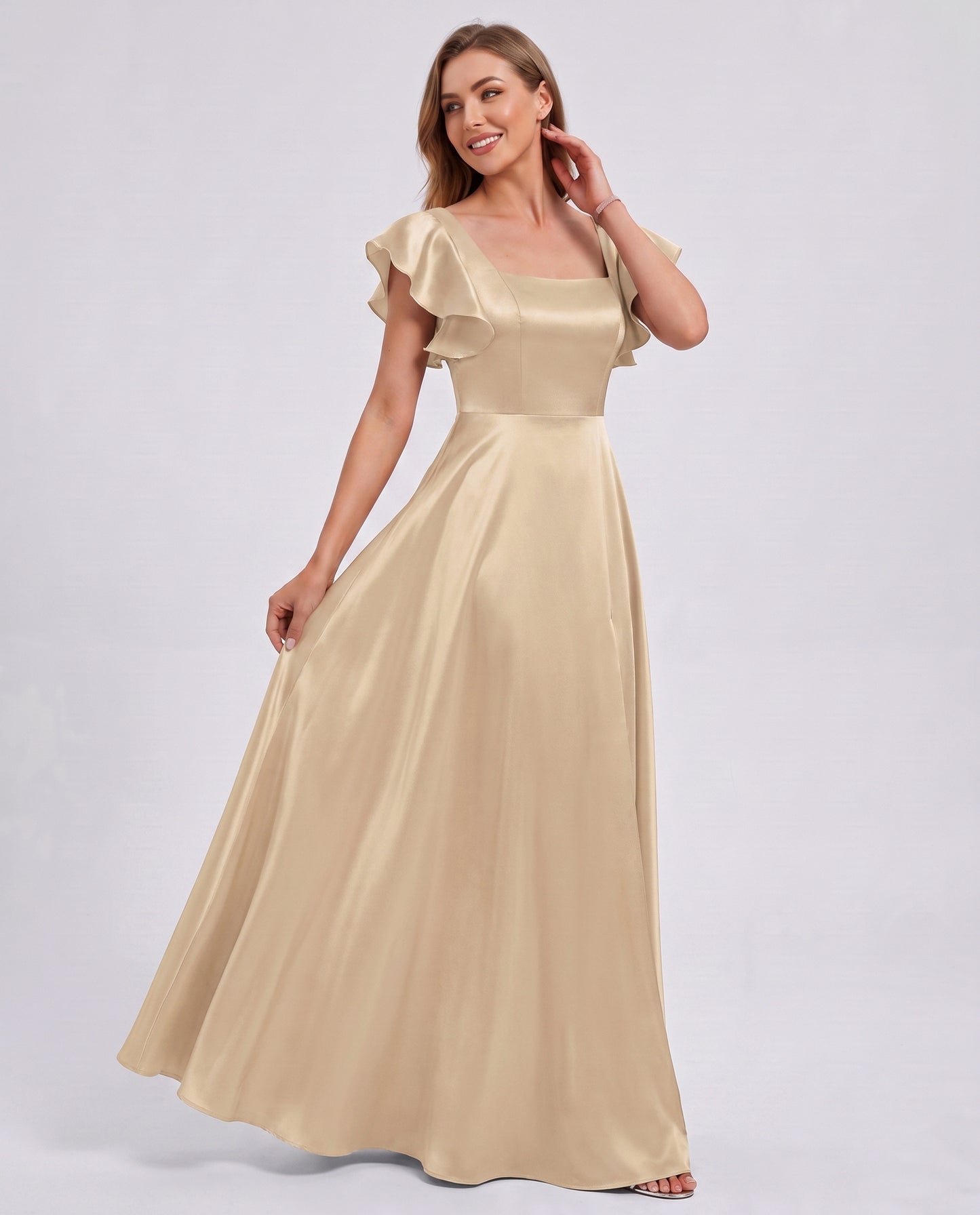 Satin Square Neck Maxi Dress