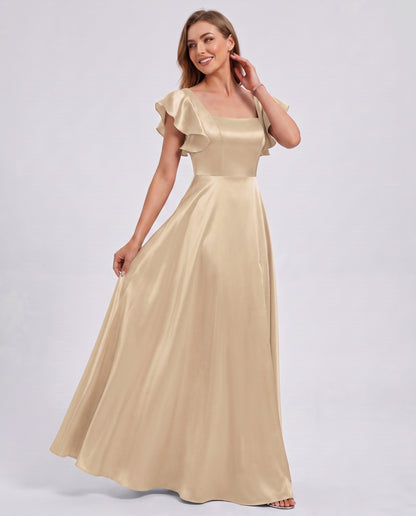 Satin Square Neck Maxi Dress
