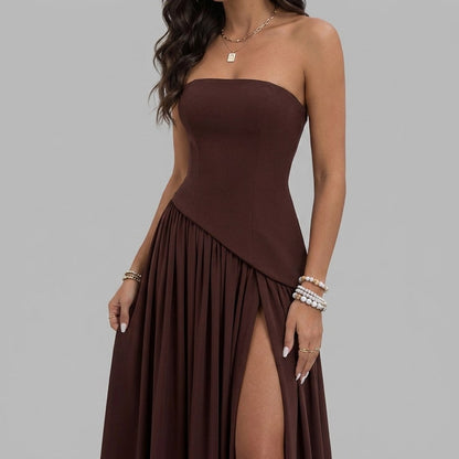 Corset Pleated Maxi Dress