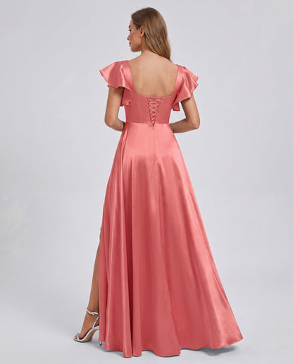 Satin Square Neck Maxi Dress