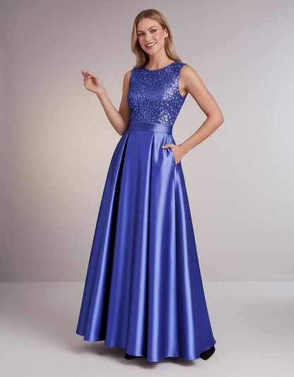 Sequin Pleated Ball Gown
