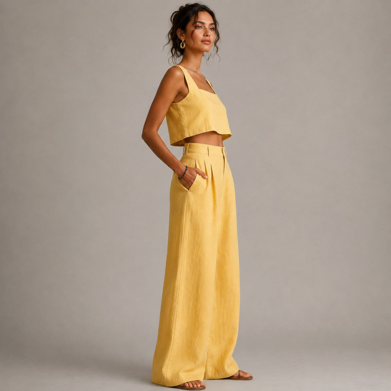 Pleated Wide Leg Pants