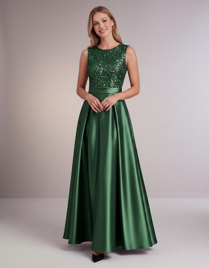 Sequin Pleated Ball Gown