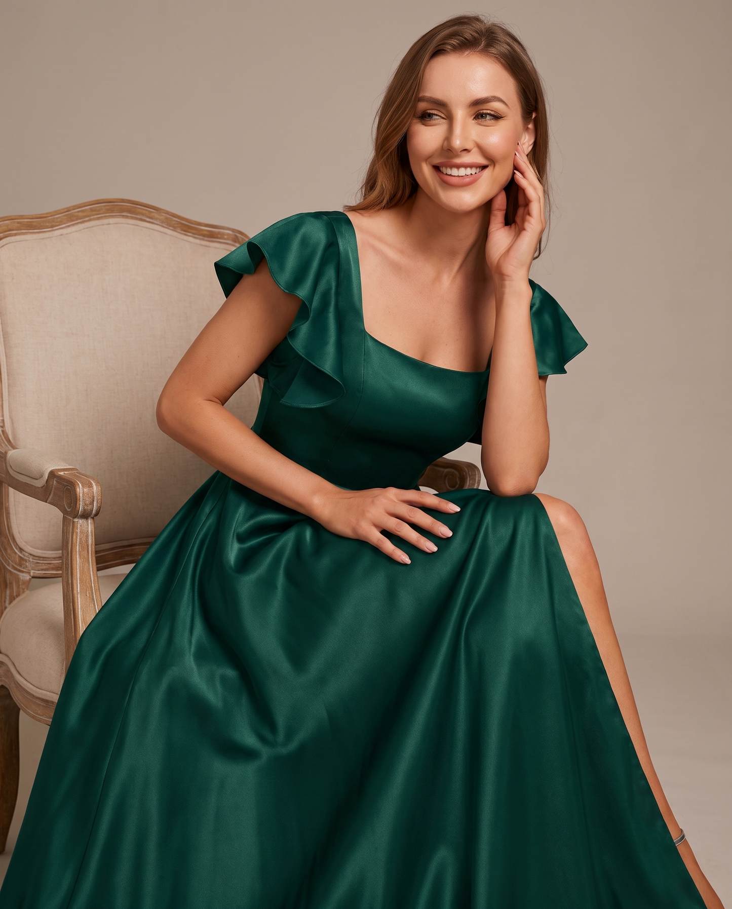 Satin Square Neck Maxi Dress