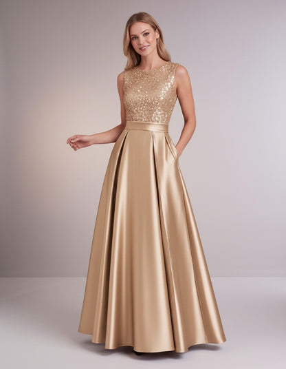 Sequin Pleated Ball Gown