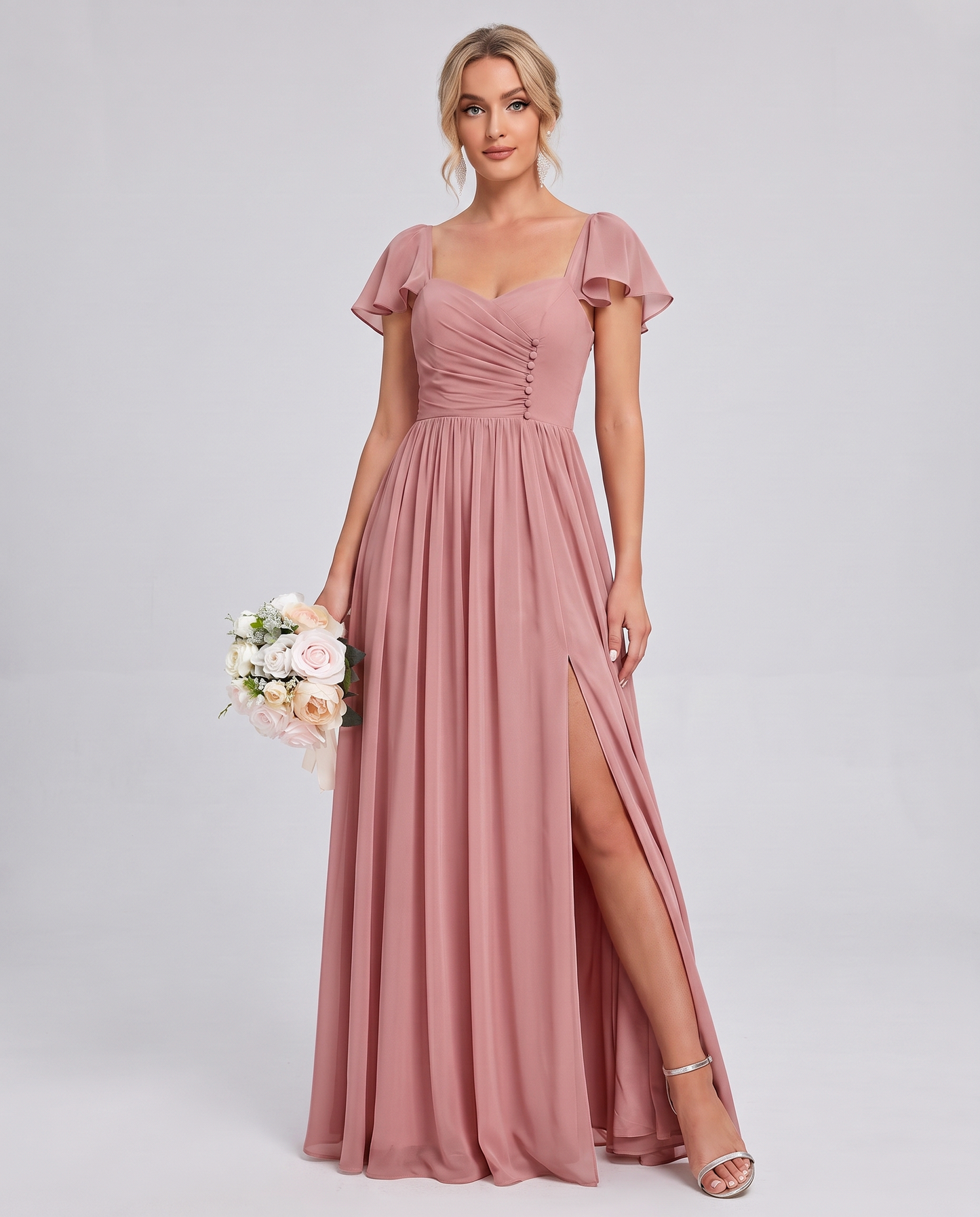 Chiffon Ruched Maxi Dress