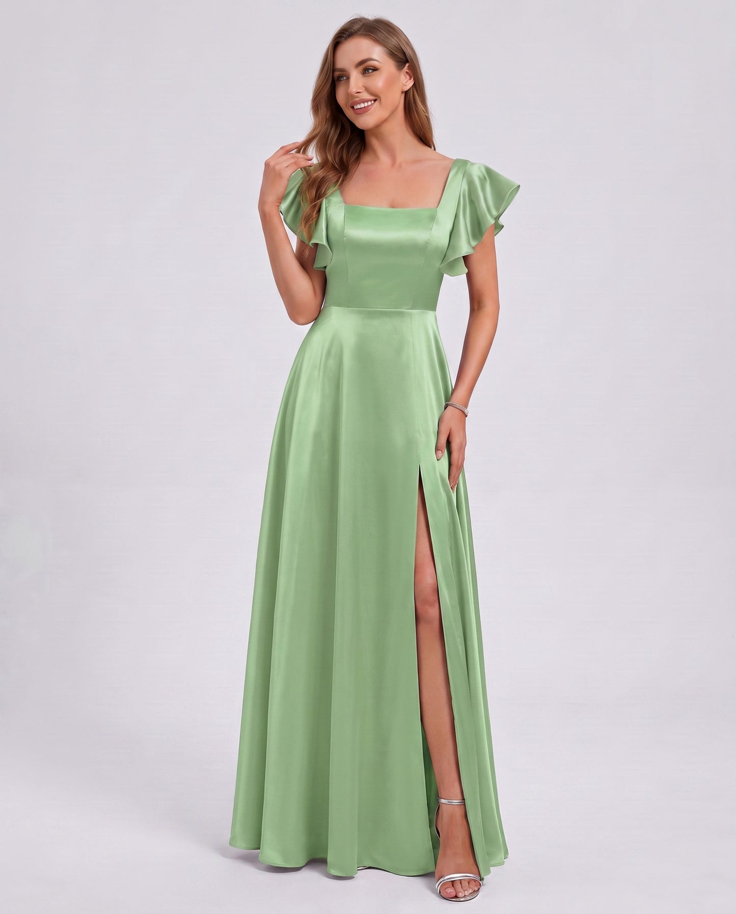 Satin Square Neck Maxi Dress