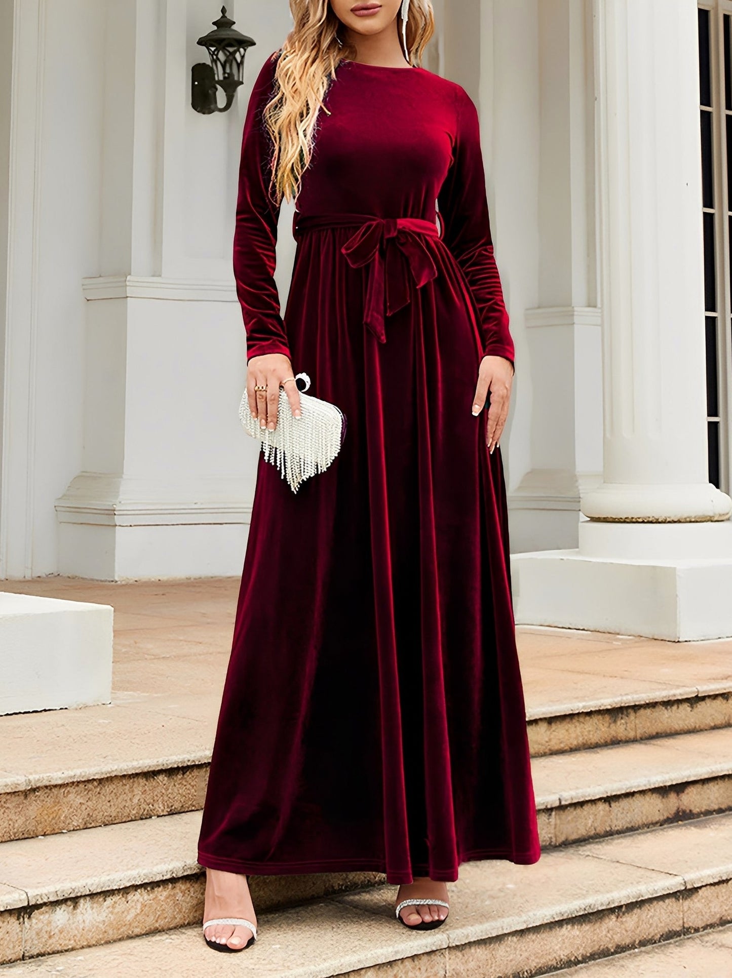 Velvet Long Sleeve Maxi Dress