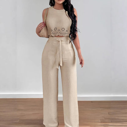 Relaxed Belted Wide Leg Pants