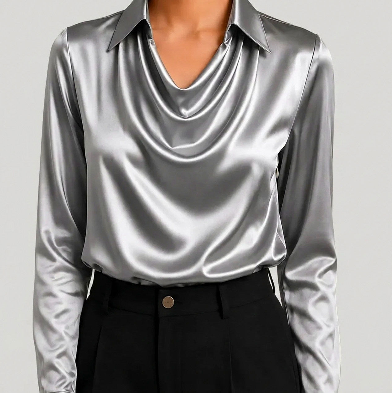 Satin Cowl Neck Blouse