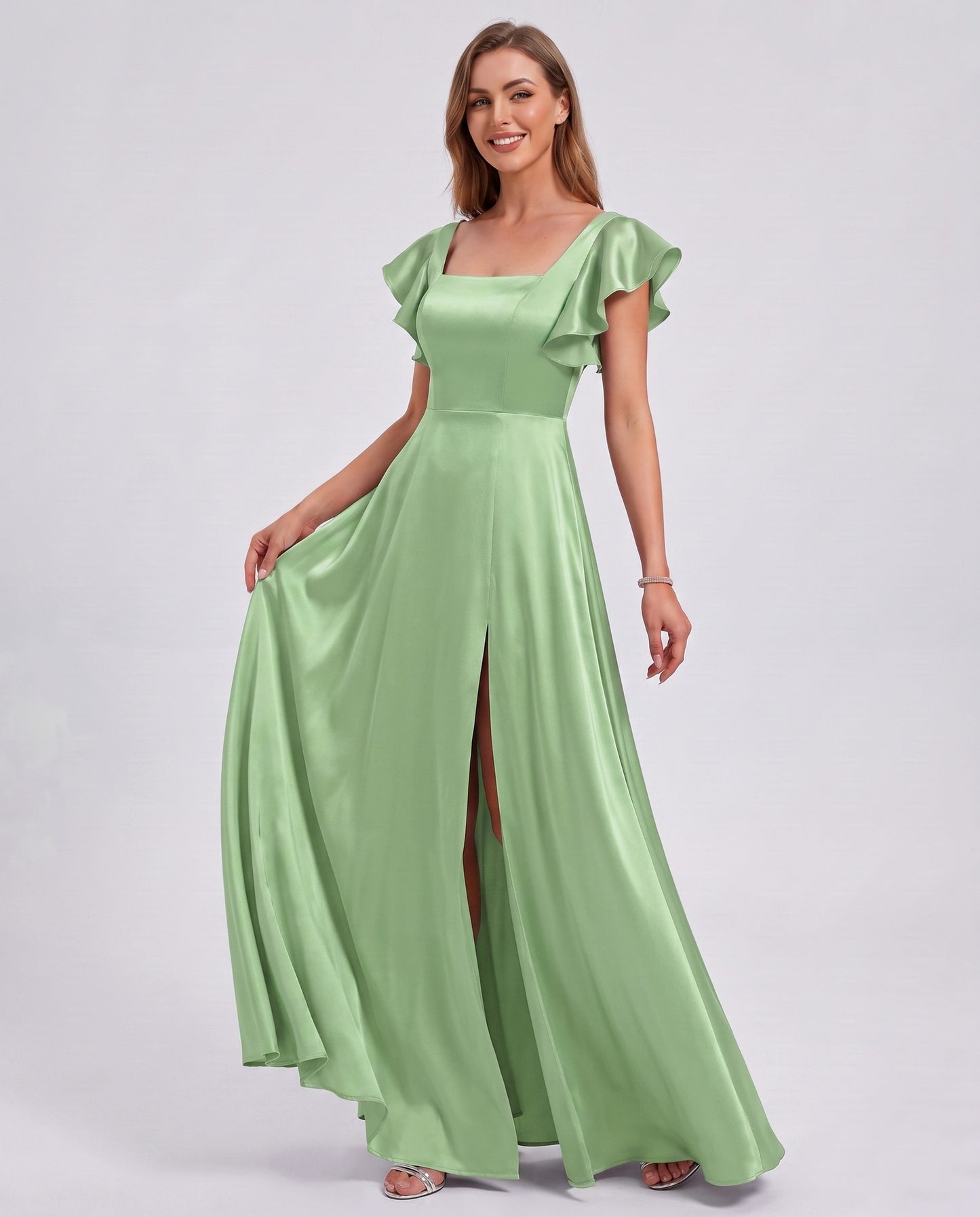 Satin Square Neck Maxi Dress