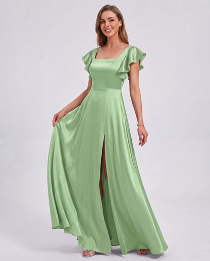 Satin Square Neck Maxi Dress