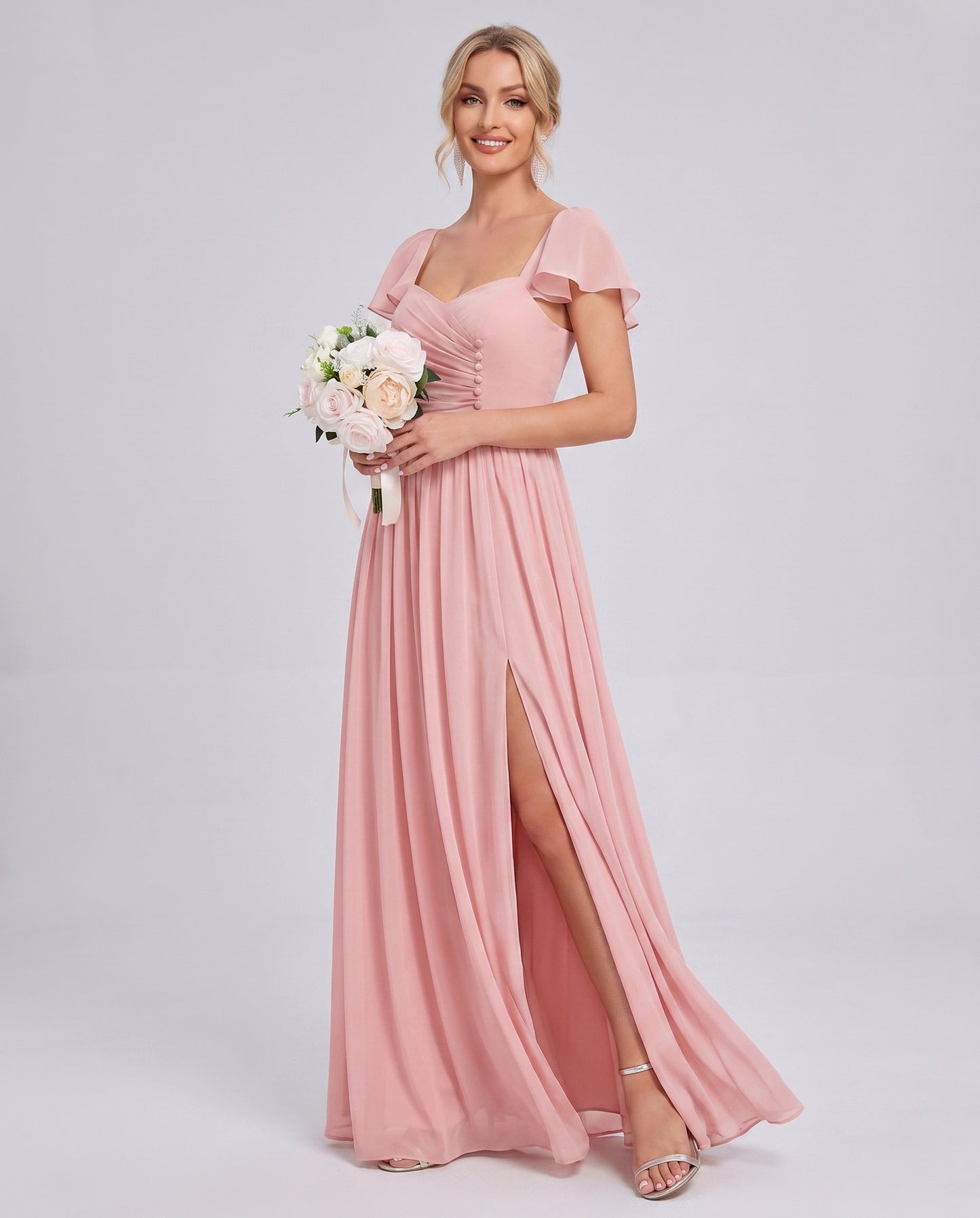 Chiffon Ruched Maxi Dress