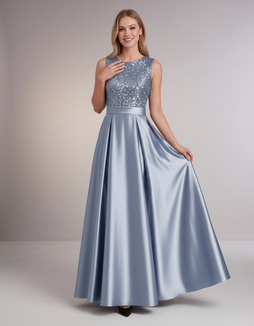 Sequin Pleated Ball Gown