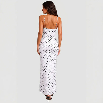 Satin Polka Dot Lace Maxi