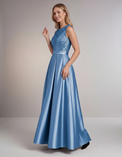 Sequin Pleated Ball Gown