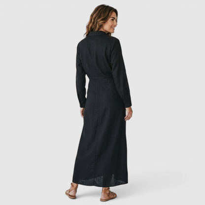 Linen Twist Front Shirt Dress