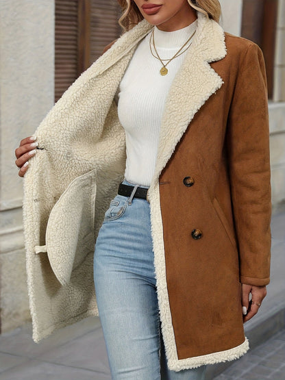 Suede Teddy Trim Winter Coat