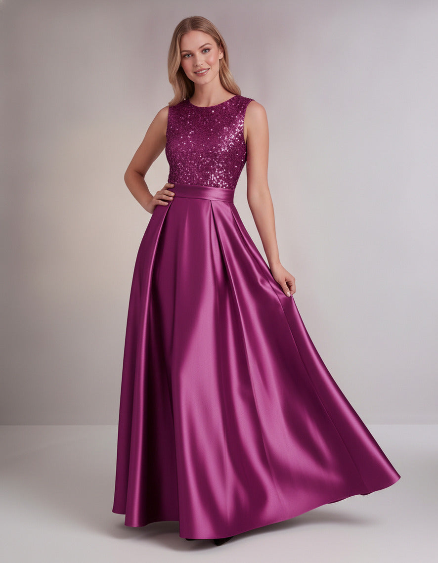 Sequin Pleated Ball Gown