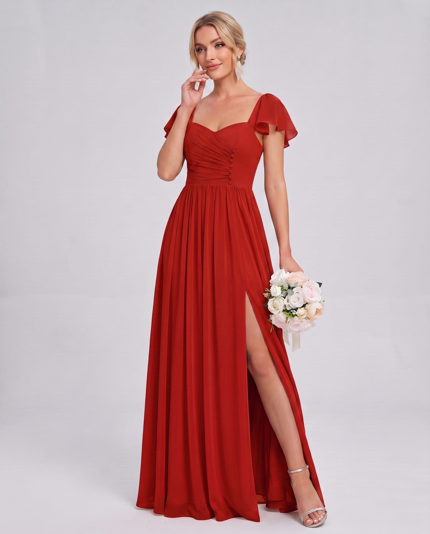 Chiffon Ruched Maxi Dress