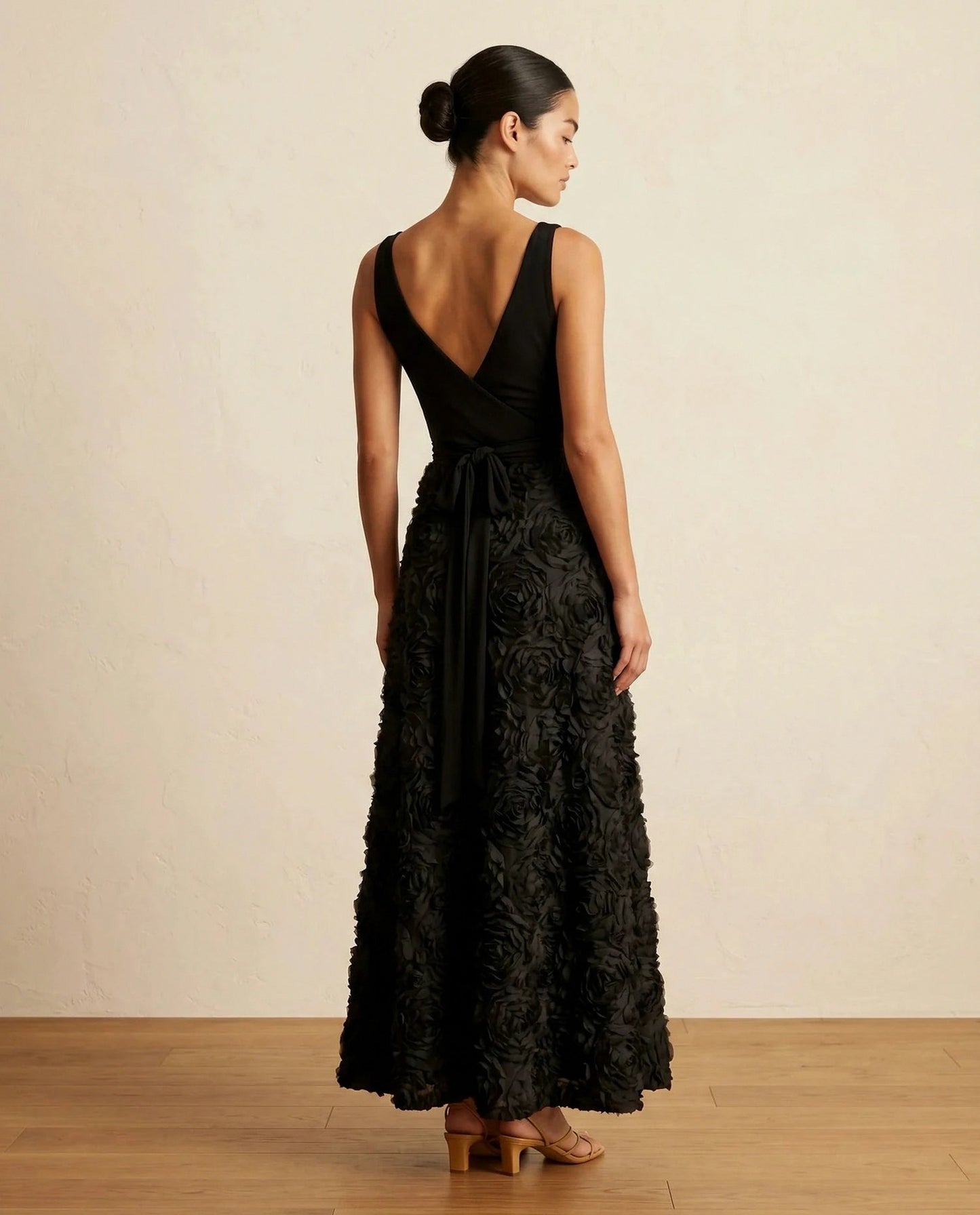 Chiffon Wrap Ruffle Hem Dress