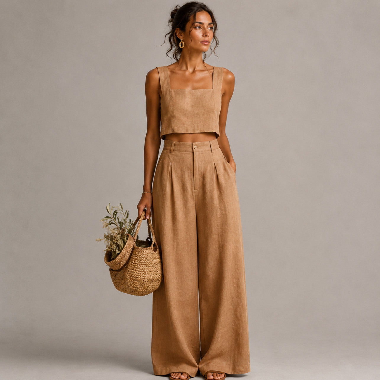 Pleated Wide Leg Pants