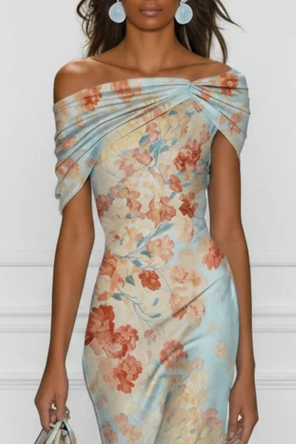 Floral Off Shoulder Midi Dress
