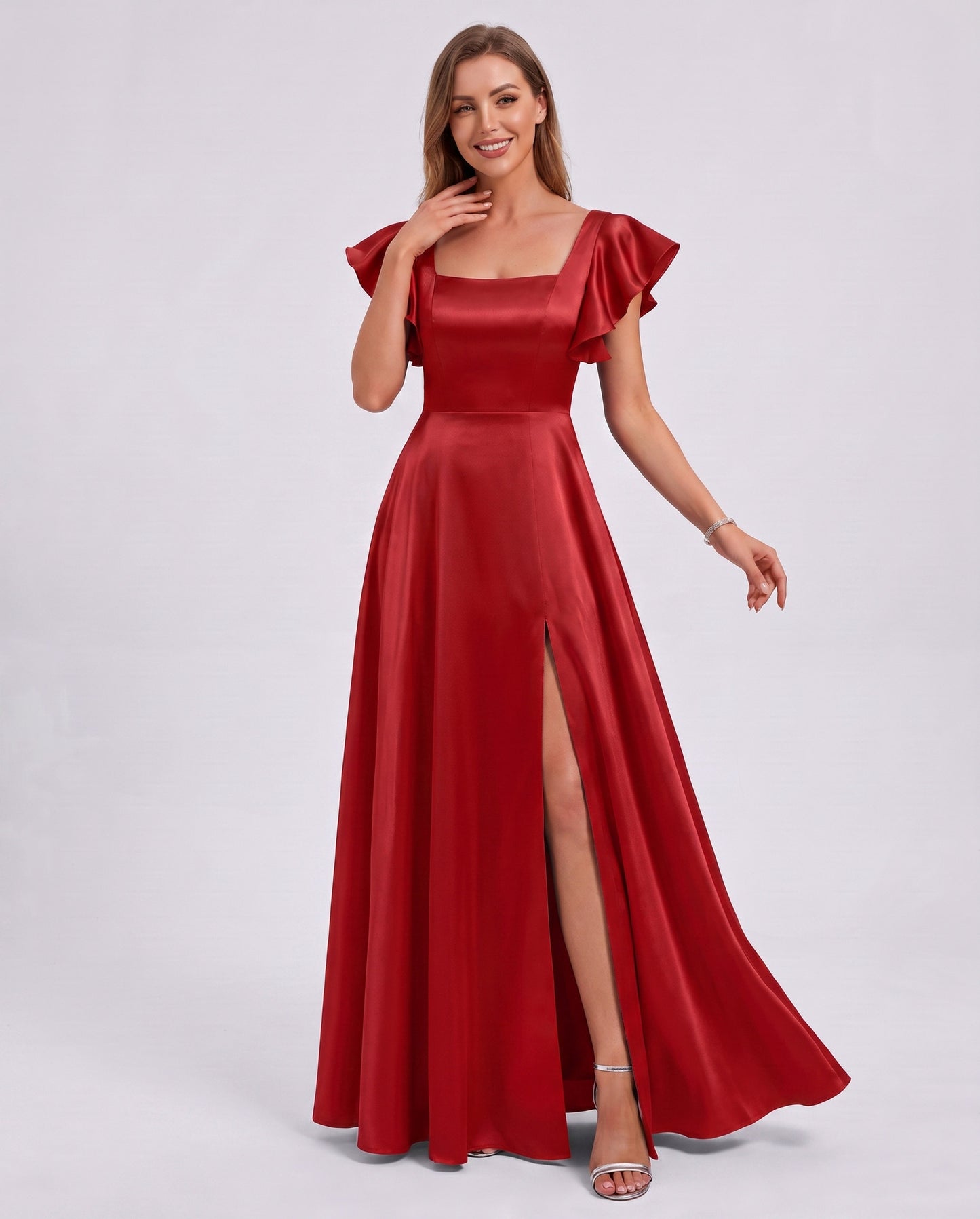 Satin Square Neck Maxi Dress