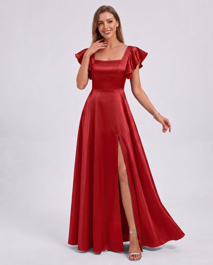Satin Square Neck Maxi Dress