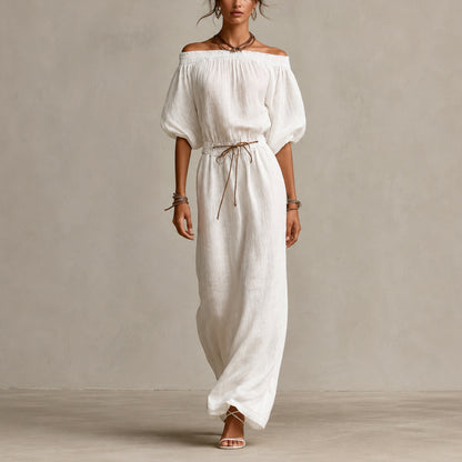Linen Off Shoulder Maxi Dress
