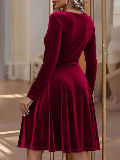 Velvet Long Sleeve Mini Dress