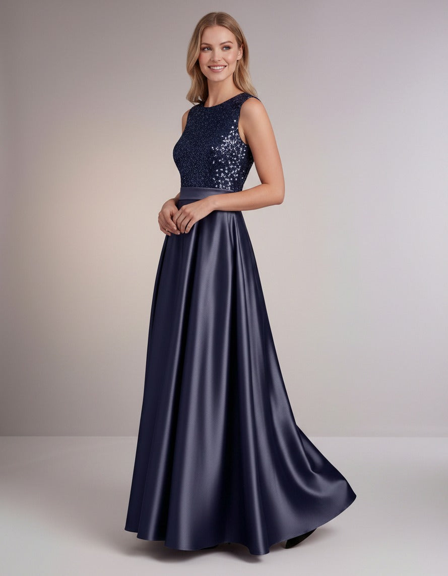 Sequin Pleated Ball Gown
