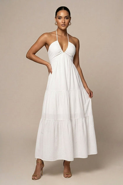 Halter Neck Tiered Maxi Dress